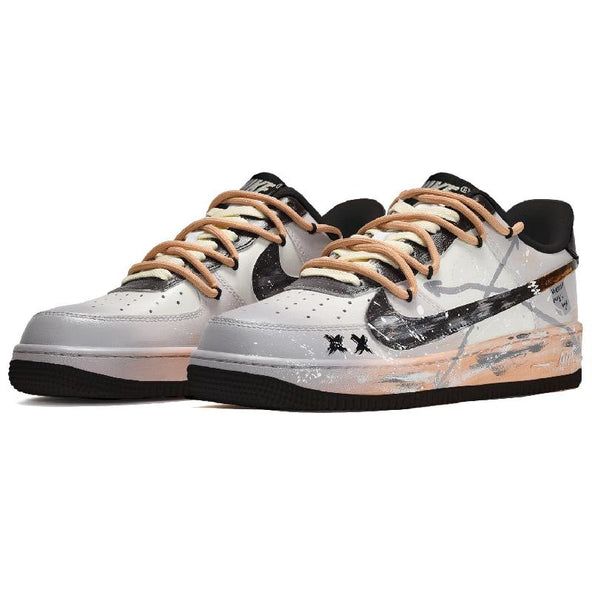 [Custom Unisex cocoa milk tea in black, gray and brown]  Air Force 1 Skateboarding Shoes Unisex