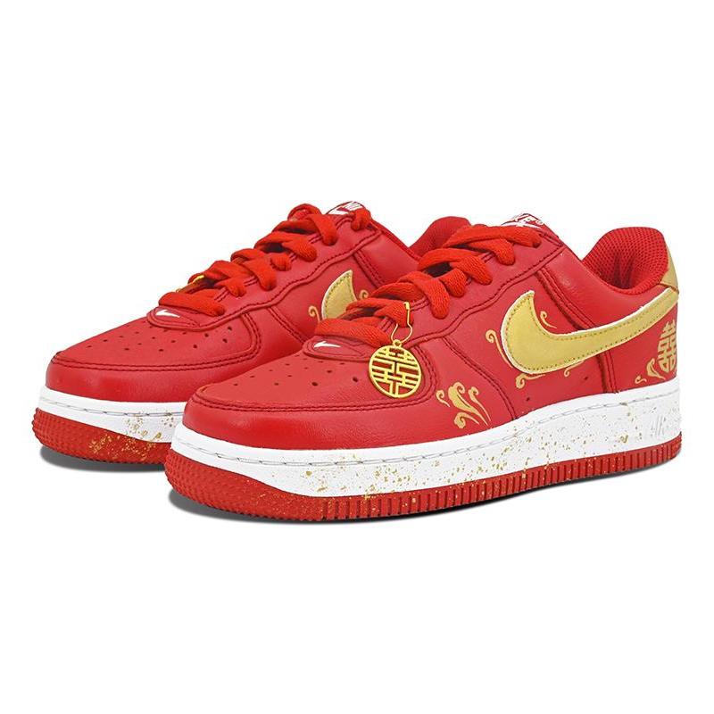 [Custom The same style for men and women leads to a happy marriage]  Air Force 1 Skateboarding Shoes Unisex Low-top Red/Gold
