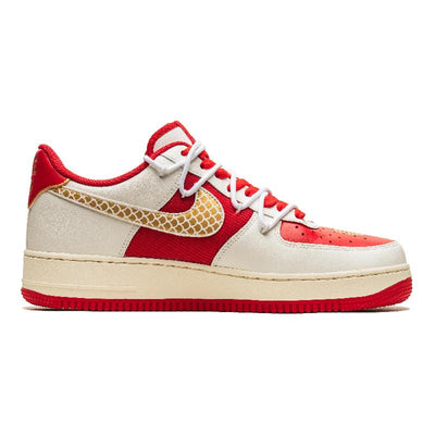 [Custom The male and female dragons and phoenixes are auspicious, white and red]  Air Force 1 Skateboarding Shoes Unisex Low-top Gold