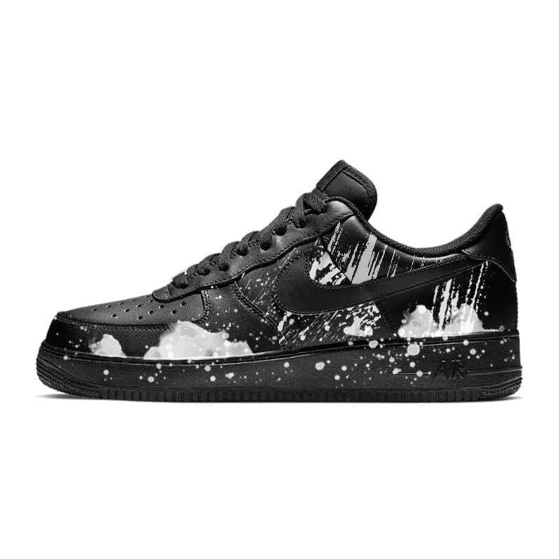 [Custom Splash ink]  Air Force 1 Skateboarding Shoes Unisex Low-top White/black