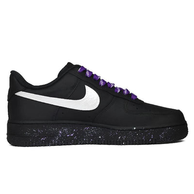 [Custom Unisex Midnight purple]  Air Force 1 Skateboard Shoes Unisex Low-Top Black/Purple/Silver