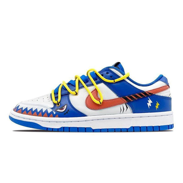 [Custom Men's SharkOW blue and white]  Dunk Skateboarding Shoes Men