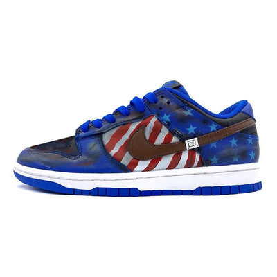 [Custom The unisex superhero Captain America]  Dunk Skateboarding Shoes Unisex Low-top Blue/Red
