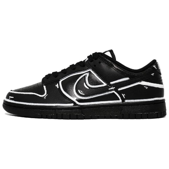 [Custom Dimensional Black Knight S-BOX]  Dunk Skateboarding Shoes Unisex Low-top White