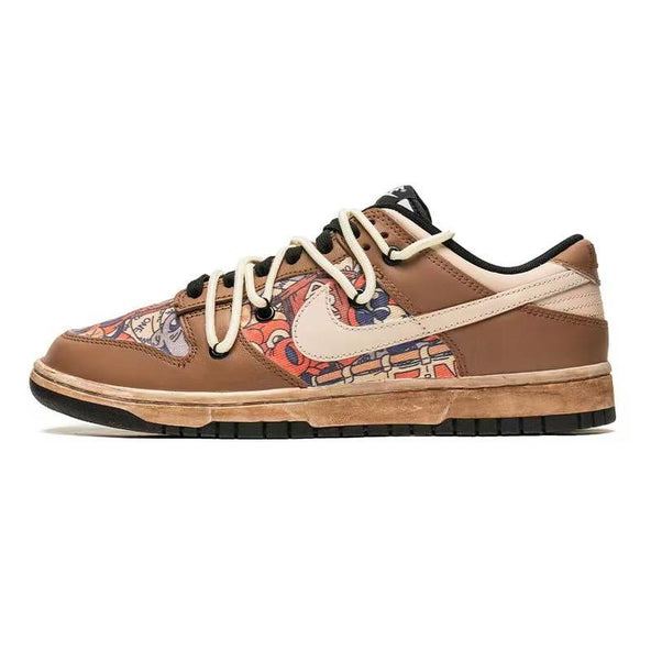 [Custom Valentine's Day doodle Brown and white C]  Dunk Skateboarding Shoes Men Low-top Palm Tree
