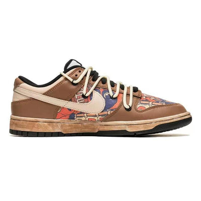 [Custom Valentine's Day doodle Brown and white C]  Dunk Skateboarding Shoes Men Low-top Palm Tree