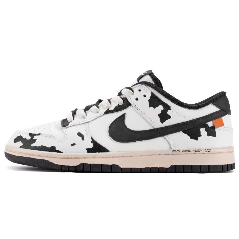 [Custom Male oolong]  Dunk Skateboarding Shoes Unisex Low-top Black/White/Brown