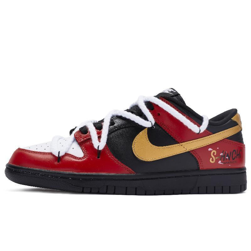 [Custom The male genius Sakuragi]  Dunk Skateboarding Shoes Men Low-top Red, Black, White Gold