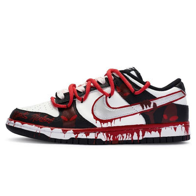 [Custom Male Shadow cult]  Dunk Skateboarding Shoes Unisex Low-top Silver/White