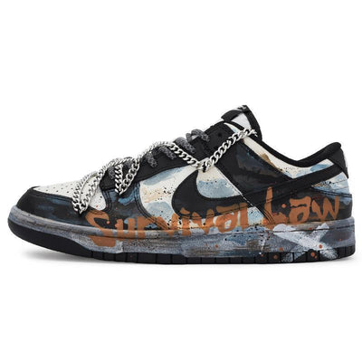 [Custom Survival rules for men]  Dunk Skateboarding Shoes Men Low-top Blue/off-white