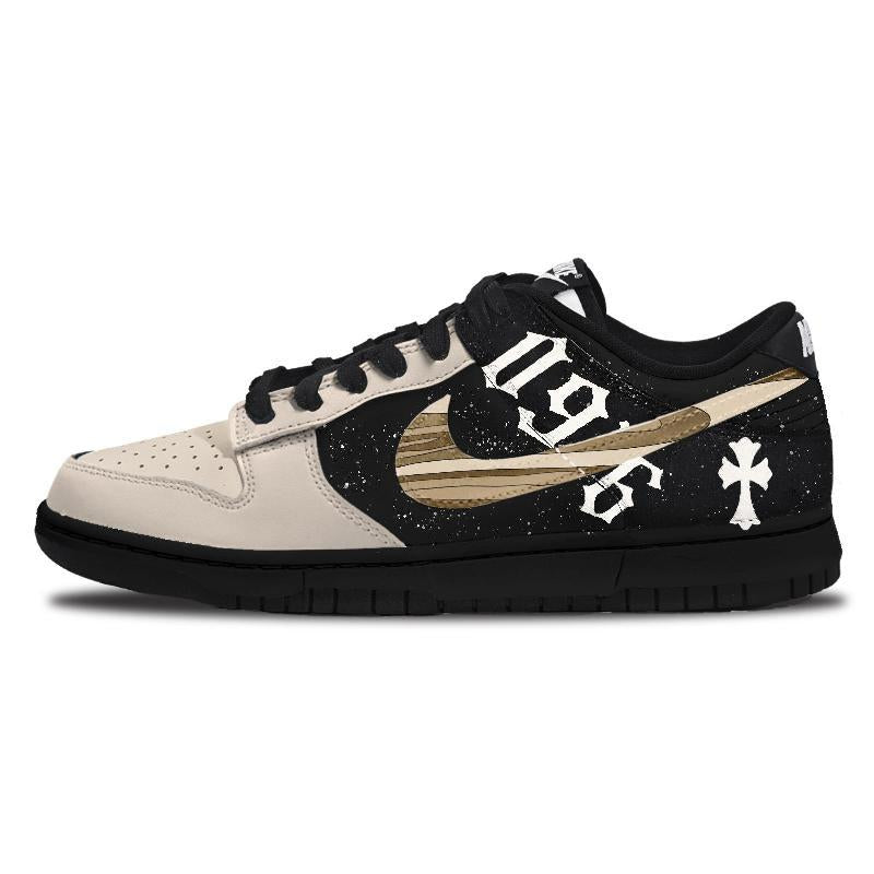 [Custom Men's Saturn]  Dunk Skateboarding Shoes Men Low-top Black Beige