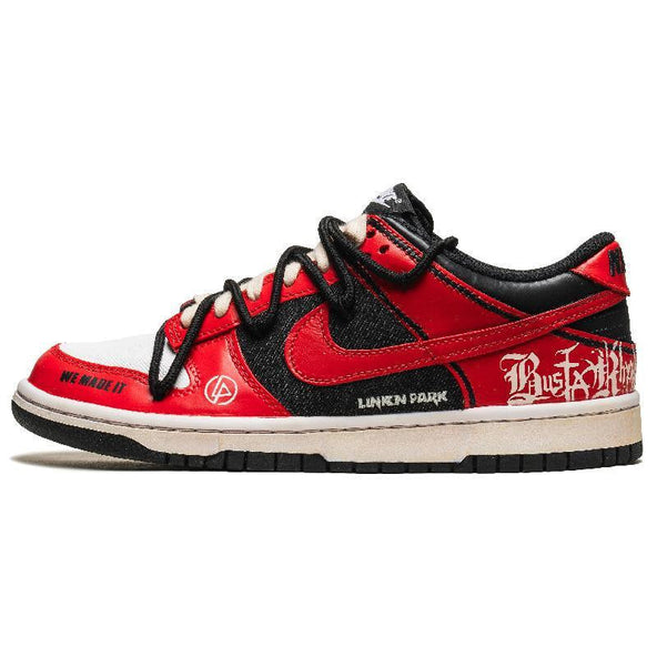 [Custom The red lotus is leaping]  Dunk Skateboarding Shoes Unisex Low-top Black