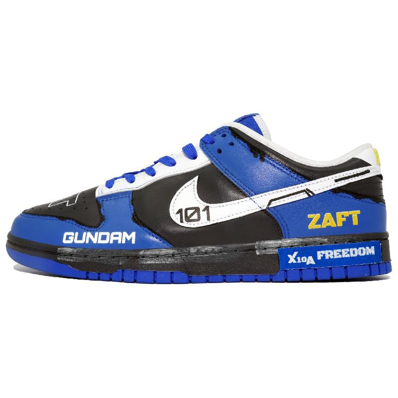 [Custom Free Gundam S-BOX]  Dunk Skateboarding Shoes Men Low-top Black/white/blue