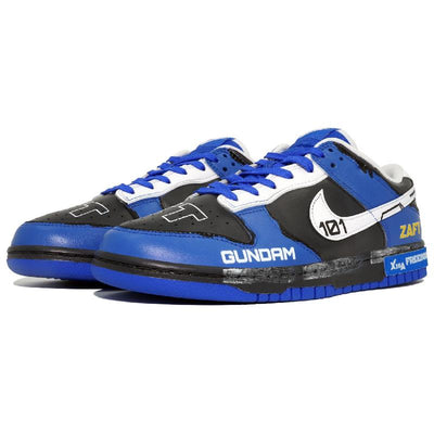 [Custom Free Gundam S-BOX]  Dunk Skateboarding Shoes Men Low-top Black/white/blue