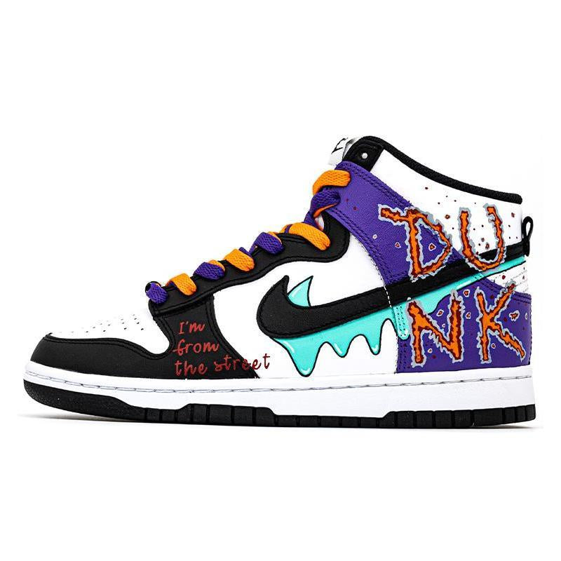 [Custom Street English Graffiti hand-drawn A]  Dunk Skateboarding Shoes Men
