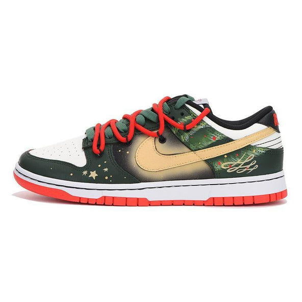 [Custom Men's Christmas tree] Nba X  Dunk Skateboarding Shoes Men Low-top Black/Red/Green