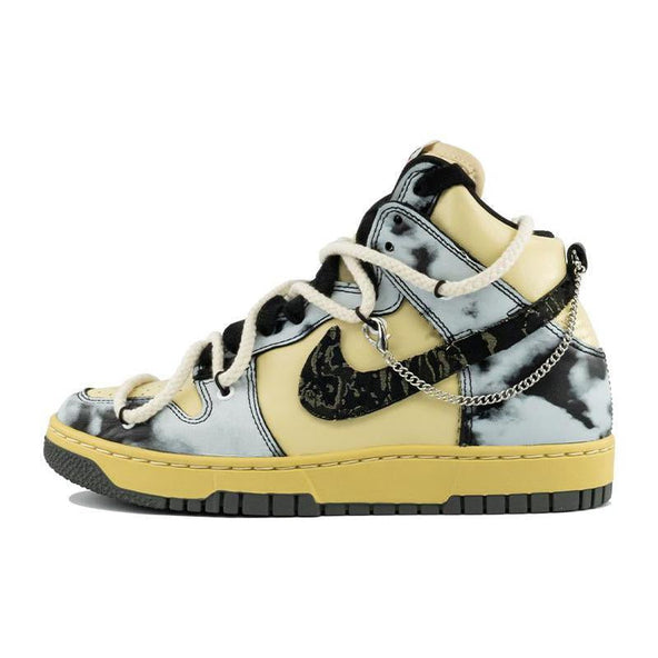 [Custom Mist shadow]  Dunk Skateboarding Shoes Unisex High-top Black/Grey/Beige