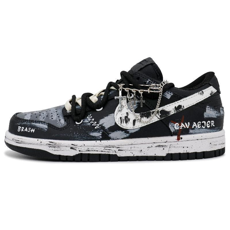 [Custom Male arrogant knight]  Dunk Skateboarding Shoes Men Low-top Black/grey/white