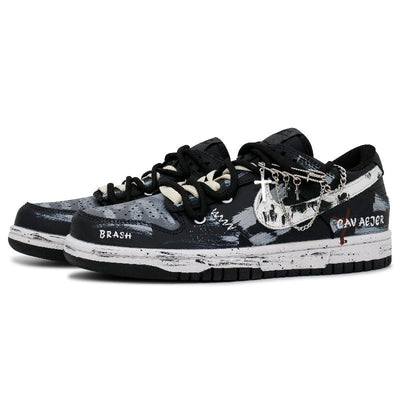 [Custom Male arrogant knight]  Dunk Skateboarding Shoes Men Low-top Black/grey/white