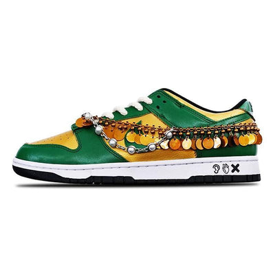 [Custom Men's Gibberro]  Dunk Skateboarding Shoes Men Low-top Green/Gold