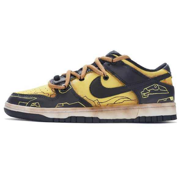 [Custom The men's mechanical battle armor is black and yellow]  Dunk Skateboarding Shoes Men