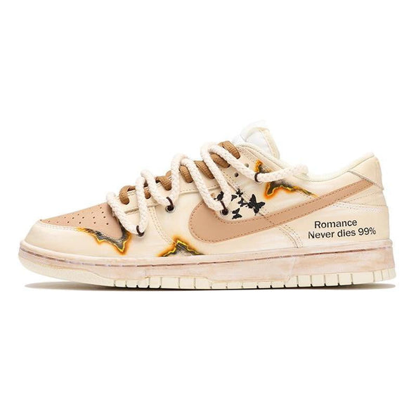 [Custom Men's roasted rice palm]  Dunk Skateboarding Shoes Men Low-top Beige/Brown
