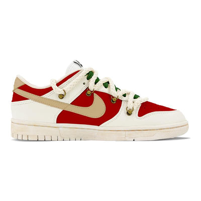 [Custom Red Christmas]  Dunk Skateboarding Shoes Men Low-top Beige/green