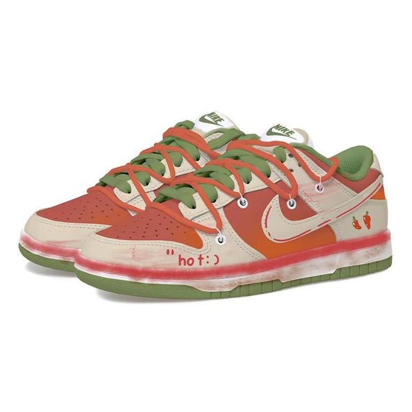 [Custom Pepper Boy]  Dunk Skateboarding Shoes Men Low-top Red/brown/green