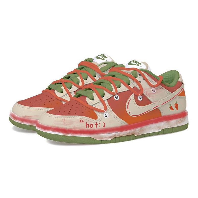 [Custom Pepper Boy]  Dunk Skateboarding Shoes Men Low-top Red/brown/green