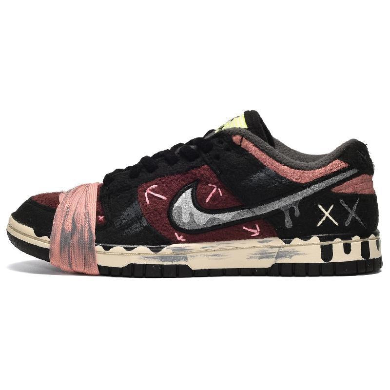 [Custom Women's melted plush black powder]  Dunk Skateboarding Shoes Women's