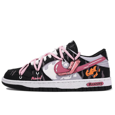 [Custom Harley cat]  Dunk Skateboarding Shoes Men Low-top Black/pink