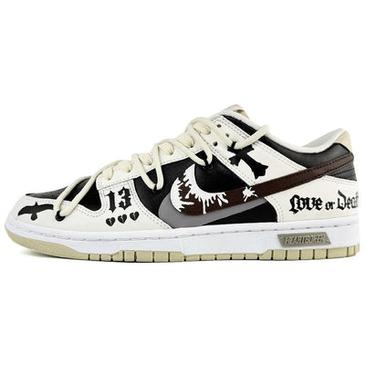 [Custom Cross]  Dunk Skateboarding Shoes Men Low-top Brown