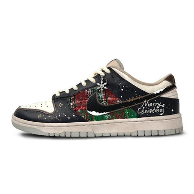 [Custom Black, red and green for men on a snowy Christmas night]  Dunk Skateboarding Shoes Men