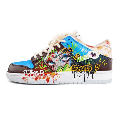 [Custom Doodle 1 Male E]  Dunk Skateboarding Shoes Spilt Color Shoes Men