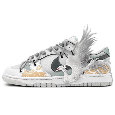 [Custom White Phoenix Yinfei Men's Grey gold version]  Dunk Skateboarding Shoes Men