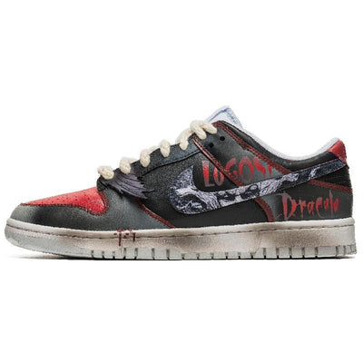 [Custom Male Halloween vampire]  Dunk Skateboarding Shoes Men Low-top Black/Red