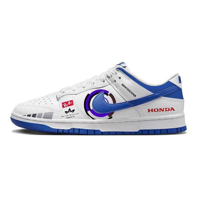 [Custom Red Alert]  Dunk Skateboarding Shoes Men Low-top Blue/white