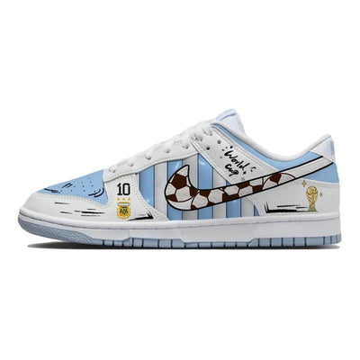[Custom The Argentina team]  Dunk Skateboarding Shoes Men Low-top Blue/white