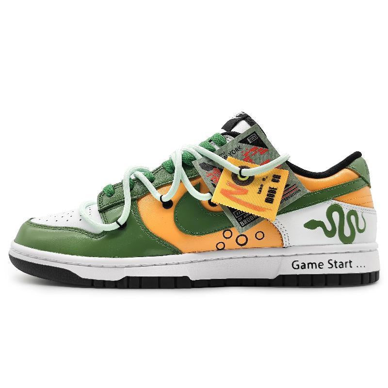 [Custom The male type is greedy for snake green]  Dunk Skateboarding Shoes Men
