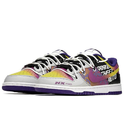 [Custom Sunset Beach]  Dunk Skateboarding Shoes Men Low-top Black/purple