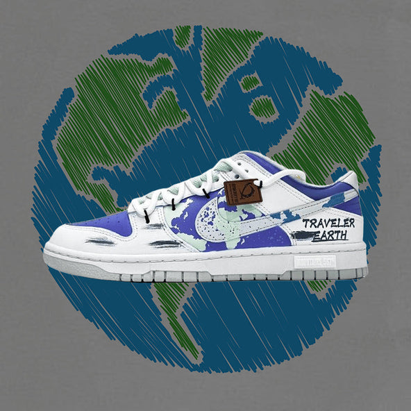[Custom The male version of Star Traveler Earth]  Dunk Skateboarding Shoes Men