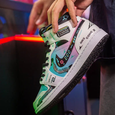 [Custom Cyber Cotton Candy] Jordan Air Jordan 1 Mid Unisex Skateboarding Shoes