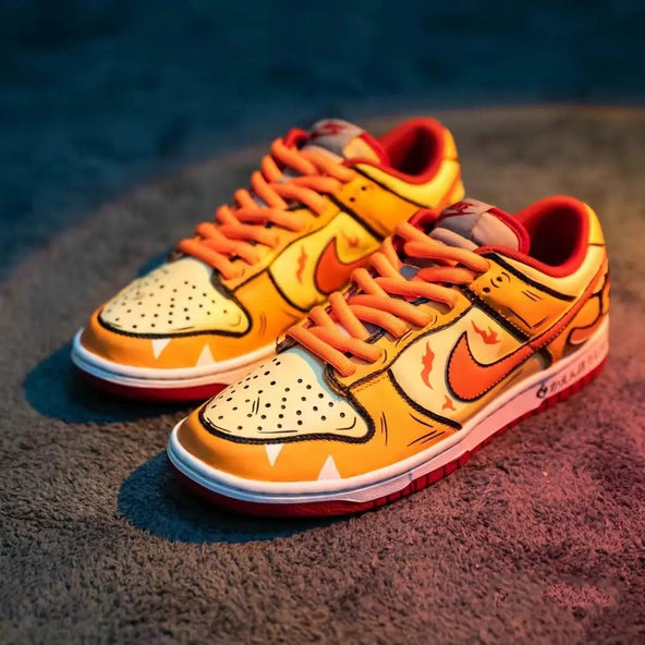 [Custom The men's little fire dragon is orange-yellow]  Dunk Skateboarding Shoes Men