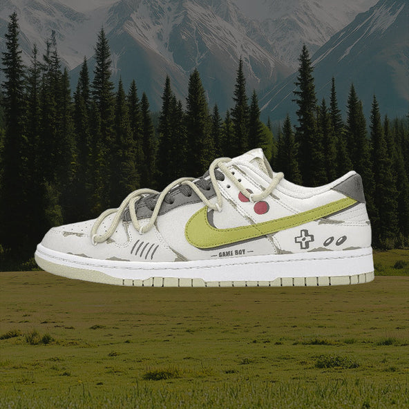 [Custom Street game]  Dunk Skateboarding Shoes Men Low-top Brown/yellow