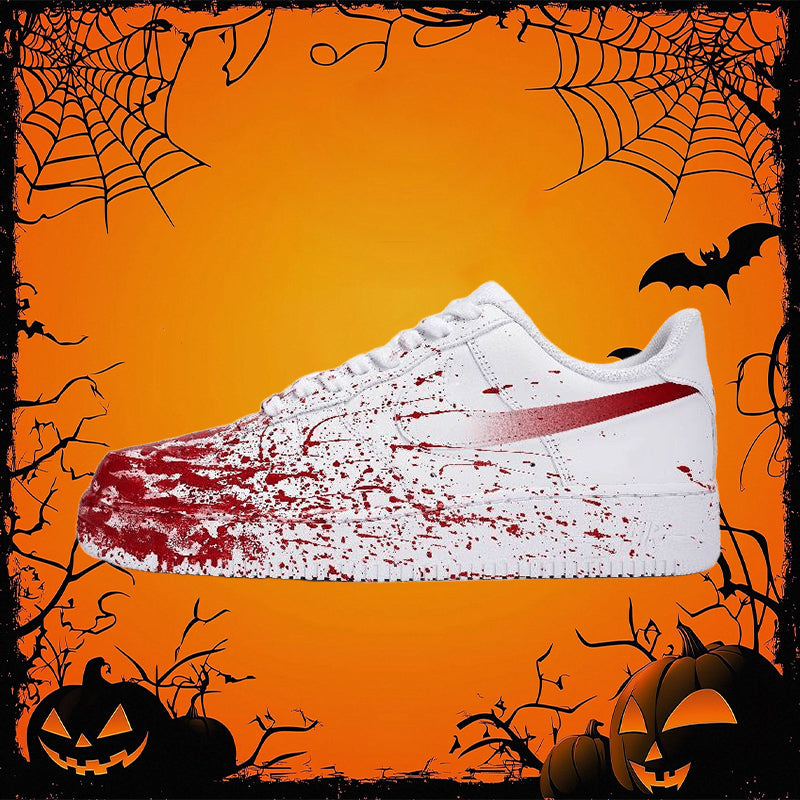 [Custom The same crime scene for both men and women]  Air Force 1 Skateboard Shoes Men Low-Top White Red