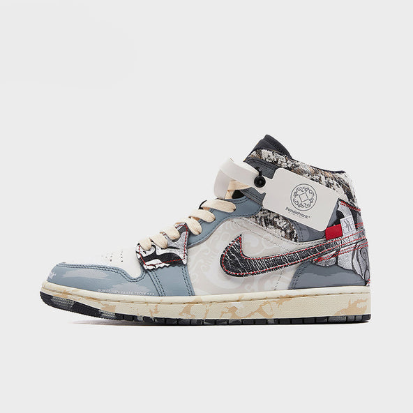 New Silver - Men's Jordan 1 Mid CNY Custom