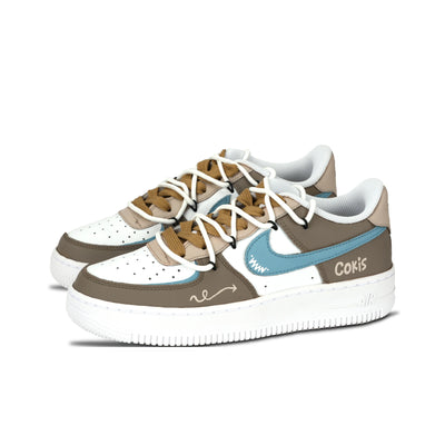 [Customized Arrowl] Air Force 1 Shoes Unisex Minimalist Style Brown