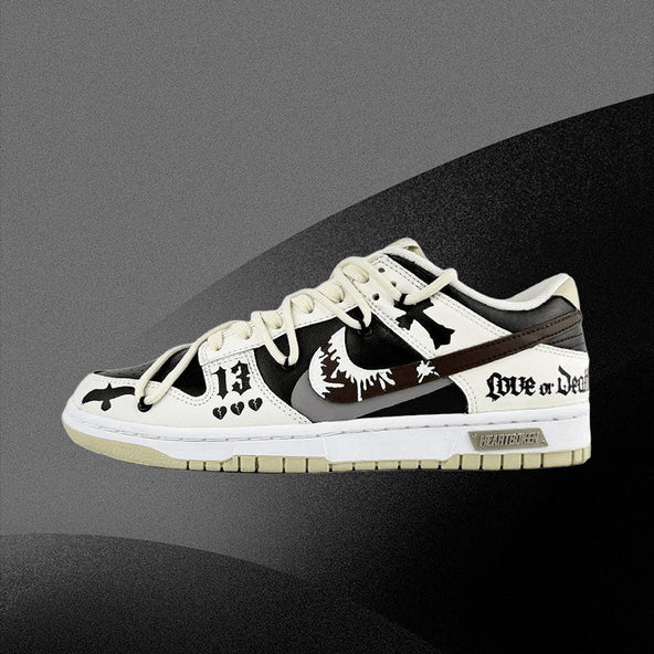 [Custom Cross]  Dunk Skateboarding Shoes Men Low-top Brown