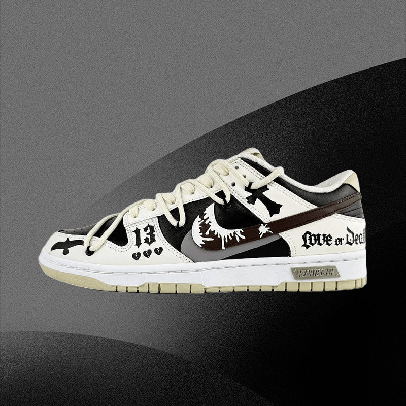 [Custom Cross]  Dunk Skateboarding Shoes Men Low-top Brown