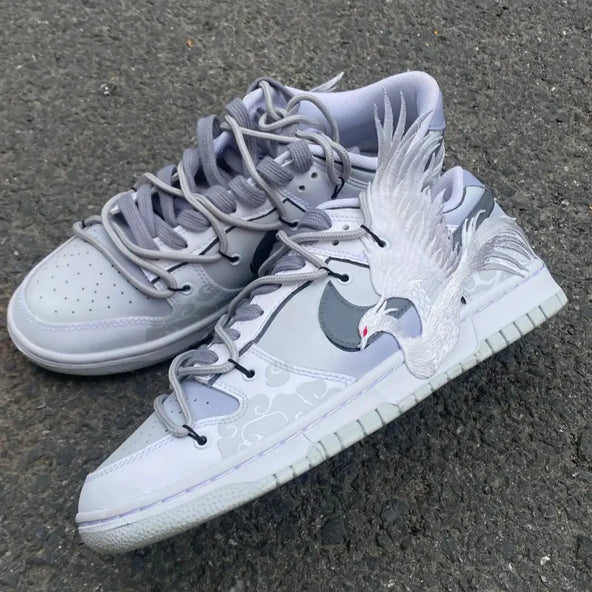 [Custom White Phoenix Yinfei Men's Grey gold version]  Dunk Skateboarding Shoes Men